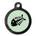 PS Pet Tags - Cute Cat ID Tags - Green Fishbone Design - Zinc Alloy Metal - Small (24mm) Personalised On Reverse - Cat Name Address Identity Tag - Made in UK