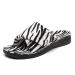 SOLLBEAM Fuzzy House Slippers With Arch Support Orthotic Heel Cup Sandals For Women 8.5 Zebra