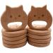 Wendysun 5pcs Cartoon Wood Teether Set - Natural Animal Cat Head Shape for Baby Teething - Beech DIY Pendant Toy - Buy Online on GoSupps.com