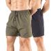 Gaglg Men's 5" Running Shorts 2 Pack Quick Dry Athletic Workout Gym Shorts with Zipper Pockets Medium Black/Green
