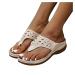 NLOMOCT Sandals for Women Dressy Summer, Women's Bohemian Low Wedge Sandals Casual Silp On Thong Shoes Roman Platform Sandals Beige 8