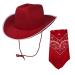 Cosmic Chameleon Western Cowboy Hat with Bandana Red