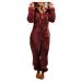 Forthery Women Solid Fuzzy Velour Sweatsuit Set Hoodie and Pants Sport Suits Tracksuits Jumpsuit Medium Wine