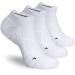 Hylaea Athletic Running Socks Cushion Padded Moisture Wicking Low Cut 3 Pairs White Medium