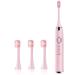 WOSUK Sonic Electric Toothbrushes  Sonic Electric Toothbrushes Travel-Friendly Design 4 Modes 16 Gears with 4 Brush Heads USB Fast Charge Built-in Smart Timer for Adults and Kids Pink