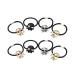 Lurrose 8pcs Skull Hair Ties Punk Alloy Skeleton Ponytail Holder Black Stretch Halloween Hair Rope for Women Girls