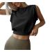 ARRIVE GUIDE Crop Top Athletic Shirts for Women Cute Sleeveless Yoga Tops Running Gym Workout Shirts Medium Black