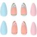 JUSTOTRY 24 Pcs Matte Stiletto Short False Nails | Heart Pattern Pale Pink & Blue French Press On Nails | Pretty Fake Nails with Nail Glue | Almond Medium Stick On Nails for Women - Buy Online on GoSupps.com
