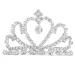 Olbye Silver Wedding Crown Tiara Heart Rhinestone Crystal Small Crown Headband for Women and Girls Princess Tiny Crowns and Tiaras