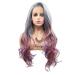 Xiweiya Multi-color Lace Front Wig Side Part Ombre Grey to Purple Rainbow Synthetic Lace Front Wig Long Body Wave Wig Heat Resistant Fiber 13*4 Lace Front Wig High Density For Party Drag Queen 24inch for Women