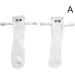 Novelty Magnetic Suction 3D Doll Couple Socks | Funny Holding Hands Design | Breathable Cotton | 1 Pair White - Buy Online on GoSupps.com