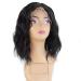 Zanawigs wig made of unprocessed Brazilian real hair lace front-wig corrugated black bob with small baby hair.10 inches (25.4 cm) Natural color