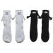 2 Pairs Funny Couple Socks Magnetic Hand in Hand Doll Black White Socks for Men Women Novelty Cartoon One Size White+black
