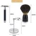GHQYP Men's Shaving Brush & Double-Sided Safety Razor Holder Set - Premium Silver 6.5x9cm - Perfect for a Clean Shave - Buy Online on GoSupps.com