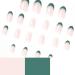24Pc Short Glossy Almond Design Press on Nails - French Green False Nails Kit with Glue - Oval Green White Nail Tips - Buy Online on GoSupps.com