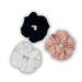 Josei 3pc set Pure Silk Hair Scrunchies in soft black  white and pink colors for Women  Stretchy Satin Rounds Elastic Hair Bands Scrunchy with Rhinestones  Girls Hair Ties Accessories Gifts for Women