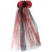Ladies Day of the Dead Mesh Veil with Roses Garland Vintage Halloween Carnival Party Headband Fancy Dress Flowery Adults Costume Hairband Gothic Corpse Bride Veil Headpiece Head Buckle Wreath (Red)