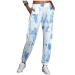 KAQI Tie Dye Jogger Girls 2020 Winter Women Sweatpants with Pockets Cotton Comfy Elastic Waist Sports Trousers Blue