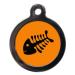 PS Pet Tags - Cute Cat ID Tags - Orange Fishbone Design - Zinc Alloy Metal - Small (24mm) Personalised On Reverse - Cat Name Address Identity Tag - Made in UK