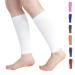 Novetec Calf Compression Sleeves for Men & Women (20-30mmhg) - Leg Compression Sleeve for Running Cycling Shin Splints Support Relieve Legs Pain Travel (One Pair)(White M) M White