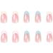 Justotry 24 Pcs Almond False Nails Short Pale Blue and White French Press on Nails | Nude Fake Nails with Glue | Oval Stick on Nails for Women Nails Art - Buy Online on GoSupps.com