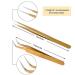 Stainless Steel Eyelash Extension Tweezers Set - Straight & Curved 2pc Gold Makeup Tools - Buy Online on GoSupps.com