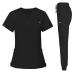 niaahinn Classic Scrub Set for Women- Scrubs Top Workwear & Yoga Jogger Scrub Pants Nursing Uniform Black Small