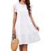 ZEKPEGAN Summer Dresses for Women 2023,Casual Babydoll Short Sleeve Tiered Ruffle Pleated Flowy Boho Beach Mini Sundress Medium A-white