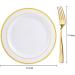 I00000 72-Piece Gold Dessert Plates & Forks Set - Heavyweight White with Gold Rim Plastic Plates for Parties, Weddings, and Events - Buy Online on GoSupps.com