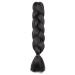 Just Another One 24in Hair Extensions for Jumbo Braiding Colorful Pre Stretched Braiding Hair Heat Resistant Yaki Synthetic African Box Braids Crochet Twist hair for Womens Girls & Unisex Black A1 Black 24
