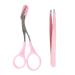 1 Pieces Eyebrow Scissors and Tweezer Kit Professional Eyebrow Trimming Scissors Modeling Eyebrow Scissors with Comb with 1 Piece Eyebrow Tweezers (Pink)
