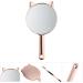 Cute Retro Cat Ear Handheld Mirror- Single-Sided Vanity Mirror for Travel and Home Makeup Use - Buy Online on GoSupps.com
