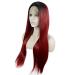 Topwigy 24 Ombre Red Long Straight Synthetic Hair Wig | Heat-Resistant Lace Front Wig for Black Women with Black Roots - Buy Online on GoSupps.com