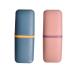 Toothbrush mug travel 2 pieces of toothbrush holder travel toothbrushes travel set toothbrushes etui plastic travel toothbrush box for travel and bathroom (pink blue)