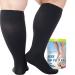 ABSOLUTE SUPPORT 2XL-7XL Extra L Wide Calf Unisex Compression Knee Hi Socks 20-30mmHg Plus Size 7X-Large Black