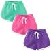 3 Pack Little Big Girls Running Athletic Cotton Shorts Toddler Kids Workout Dance Dolphin Short A03-rosered-purple-green(3pack) 4T