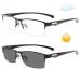 Xuan Self -tinting reading glasses progressive multifocal glasses Blue light filter Reading glasses Half frame sunglasses reflective glasses (size: +1.5)