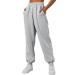 Yovela Womens High Waisted Baggy Sweatpants Comfy Cotton High Waist Jogger Pants Y2k Trendy Lounge Trousers with Pockets Grey Small