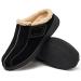 EVGLOW Men's Suede Leather House Slippers Arch Support Non Slip Christmas Gift(Size:US 8-US 14) 12-12.5 All Black