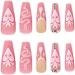 Snake Pink Matte French Press on Nails - 24 Pcs Diamante False Nails for Women - Acrylic Coffin Fake Nails with Glue - Nail Art Ballerina Stick on Nails Medium - Buy Online on GoSupps.com