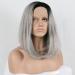 Dark Roots Ombre Grey Bob Wigs Synthetic Lace Front Wig Heat Resistant Fiber Hair