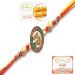 Ghasitaram Gifts Rakhi for Brother Rakhis Online - Shraddha & Saburi for My Brother Rakhi with 200 GMS of Besan Barfi and 200 GMS of Kaju Katli Rakhi Set with 200 gms of Besan Barfi & Kaju Katli