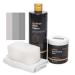 Furniture Clinic - Easy Leather Restoration Set - Leather Cleaner and Color Refreshment balm - scratches Solvation bleaching - car seats sofas clothing shoes and bags (light gray)