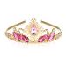 Pink Rhinestone Tiaras Fairy Bridal Headpiece Birthday Halloween Gold Crown