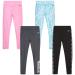Reebok Girls' Leggings Multipack - 4 Pack Performance Stretch Pants Kids Clothing Bundle Leopard/Blue/Black/Rose 7