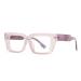 Retro Square Glasses for Women Men Fashion Square Thick Frame Anti Blue Light Eyeglasses Clear Lens Black Frame Purple 51 Millimeters
