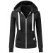 Anjikang Womens Striped Zip Up Hoodies Oversized Hooded Sweatshirts Jackets Casual Drawstring Long Sleeve Coats with Pockets Large A08_black