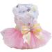 Izefia Dog Dress Puppy Skirt Dog Princess Dresses Tutu Flower and Sequin Dot Wedding Lace Dress Luxury Bow Dog Dresses for Small Dogs Girl Cat (XS, Pink) X-Small Pink
