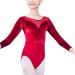 Libaobaoyo Girls Long Sleeve Ballet Leotards Velvet One Piece Gymnatics Dance Costumes 3-11 Y 5-6 Years Red