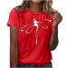 2023 Womens Summer Tops Womens Sprint Summer Print T-Shirt Short Sleeve Tops Elegant Trendy Tee Going Out Tops for Women#red XX-Large